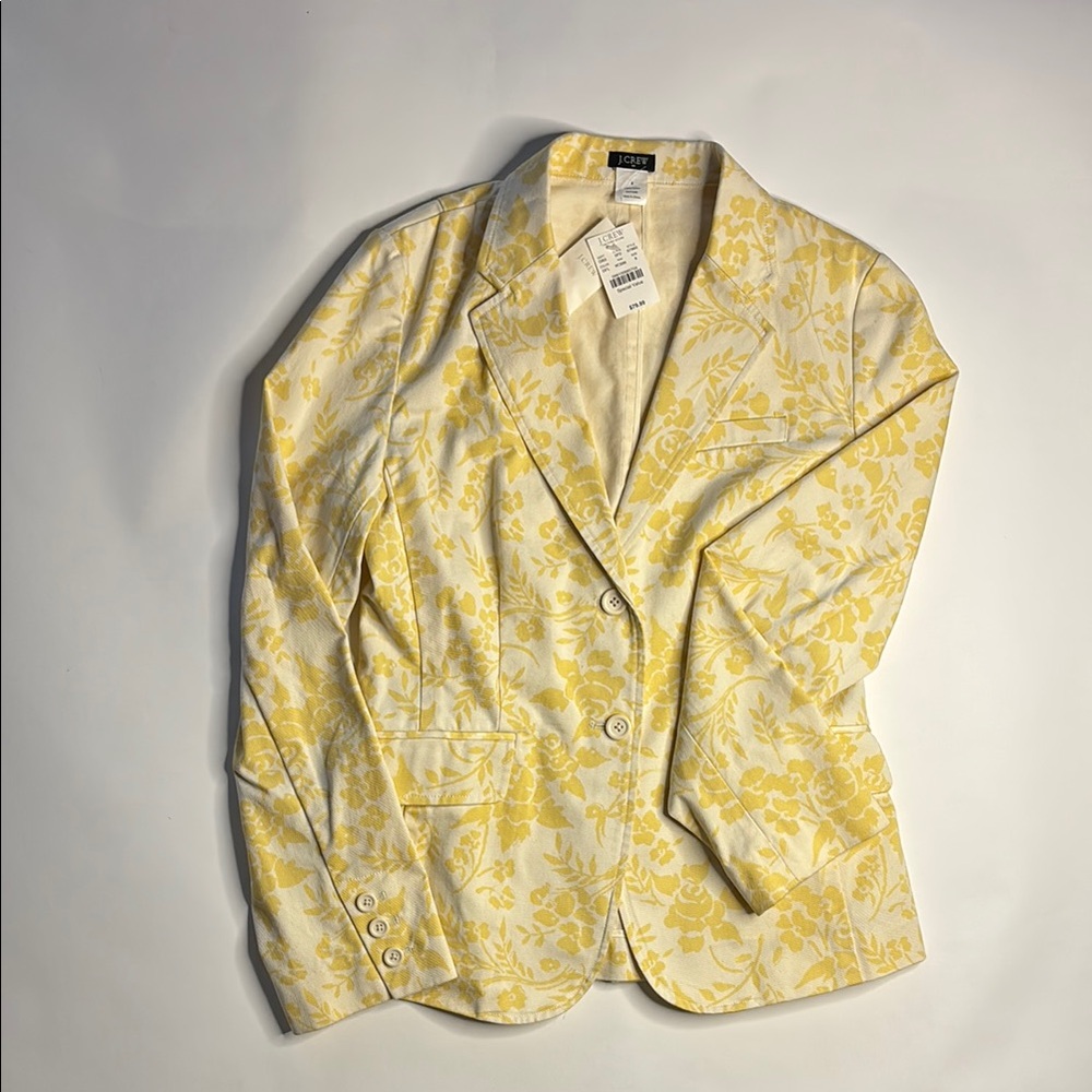J. Crew Yellow Blazer Lightweight Floral Design